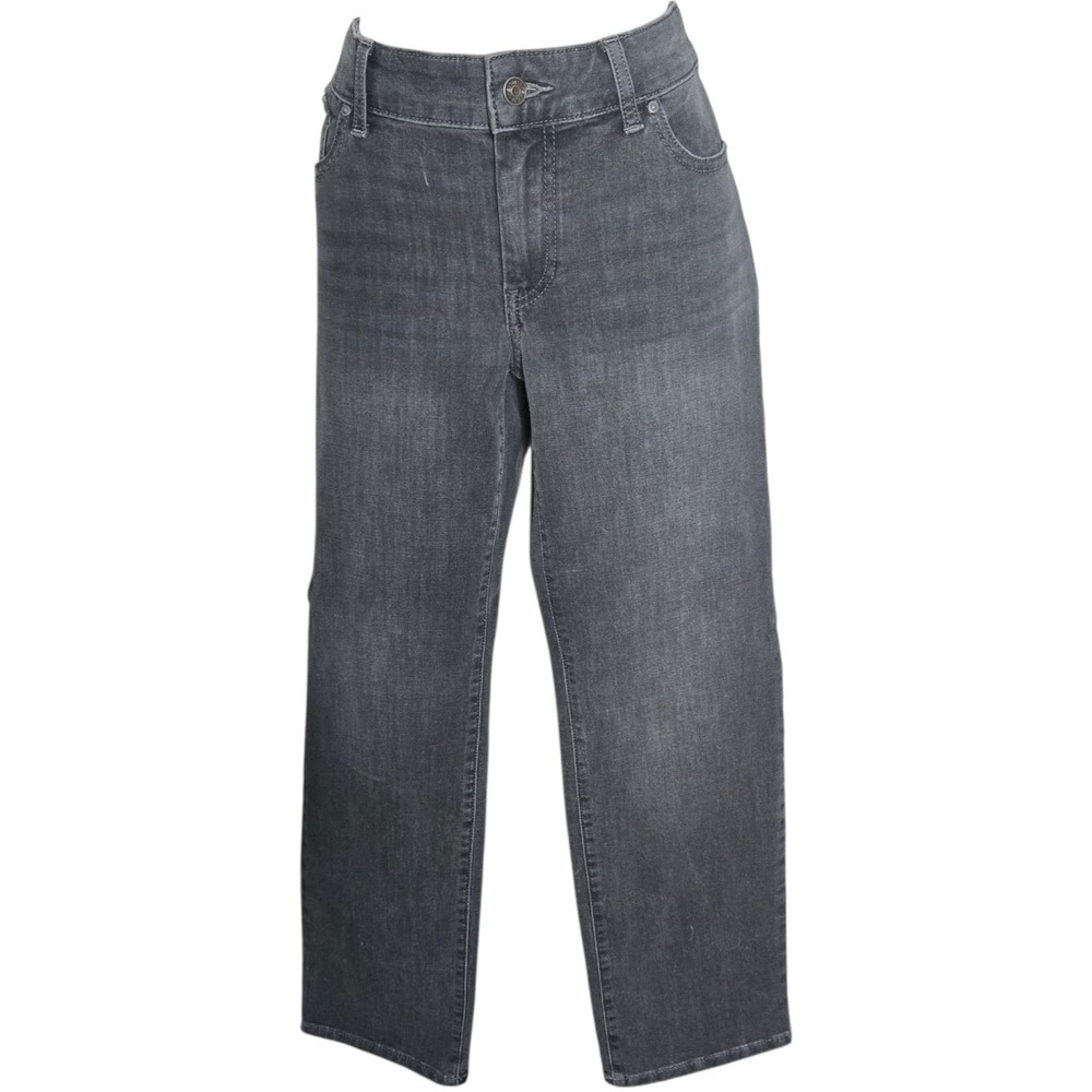 Chicos Womens Classic Straight Leg Jeans Size 6‎ Short Gray Stretch Minimalist